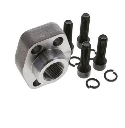 1-1/4” SAE Flange 6000 PSI Plain Steel with G1” Female Threads ISO 6162-2