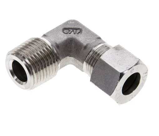 1/2” NPT Male x 12L Stainless steel 90 deg Elbow Cutting ring 315 Bar DIN 2353