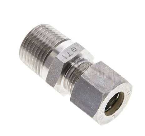 1/2” NPT Male x 12L Stainless steel Straight Compression Fitting 315 Bar DIN 2353