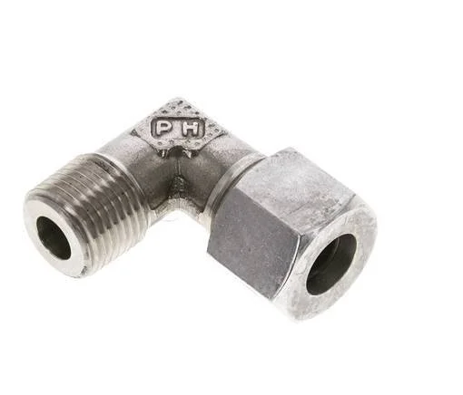 1/2” NPT Male x 14S Stainless steel 90 deg Elbow Cutting ring 630 Bar DIN 2353