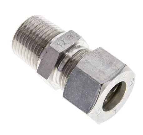 1/2” NPT Male x 15L Stainless steel Straight Compression Fitting 315 Bar DIN 2353