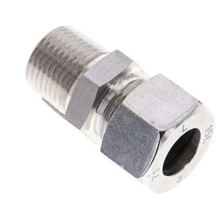 1/2” NPT Male x 15L Stainless steel Straight Cutting Ring 315 Bar DIN 2353