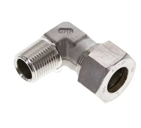 1/2” NPT Male x 18L Stainless steel 90 deg Elbow Compression Fitting 315 Bar DIN 2353