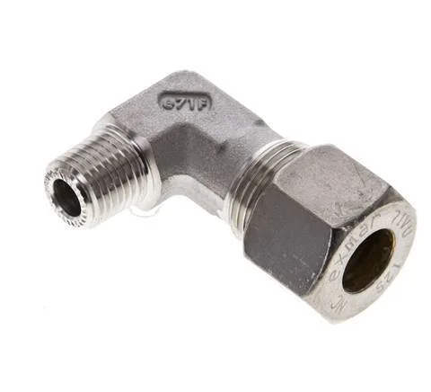 1/4” NPT Male x 12S Stainless steel 90 deg Elbow Compression Fitting 630 Bar DIN 2353