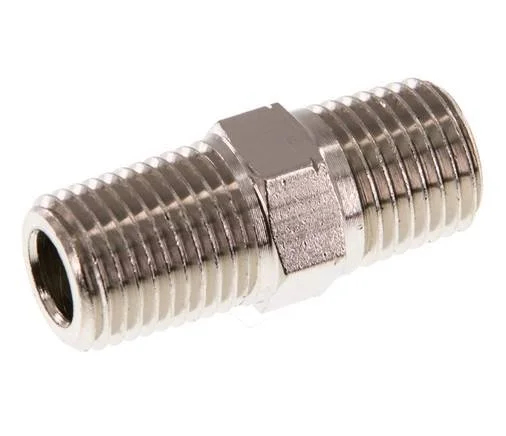 1/4” NPT x R 1/4” Nickel plated Brass Double Nipple 60 Bar