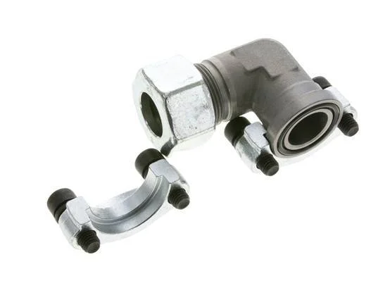 1” Elbow SAE Flange 3000 PSI Steel with 25S (M36x2) ISO 6162-1