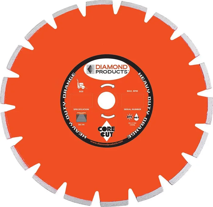 14in x .125in x 1in Heavy Duty Orange Dry Green Concrete Walk Behind Saw Blade 11215