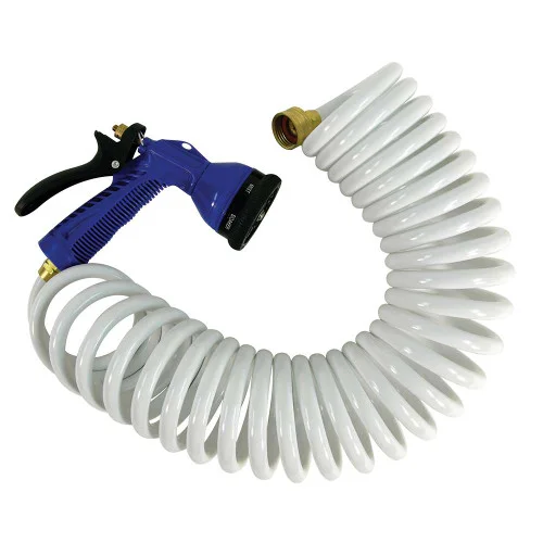 15 White Coiled Hose w/Adjustable Nozzle [P-0440]