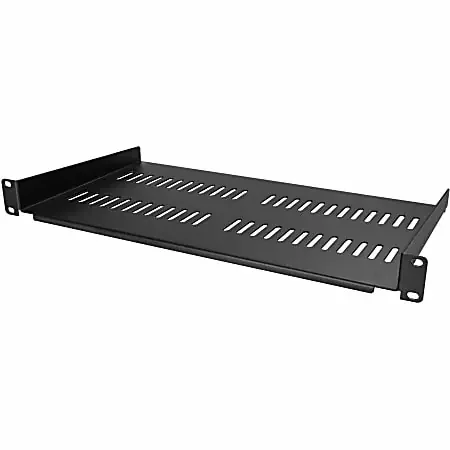 1U Vented Server Rack Cabinet Shelf – Fixed 10in Deep Cantilever Rackmount Tray for 19″ Data/AV/Network Enclosure w/Cage Nuts