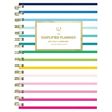 2024-2025 AT-A-GLANCE® Simplified By Emily Ley Weekly/Monthly Academic Planner, 5-1/2″ x 8-1/2″, Happy Stripe, July 2024 To June 2025, EL24-200A