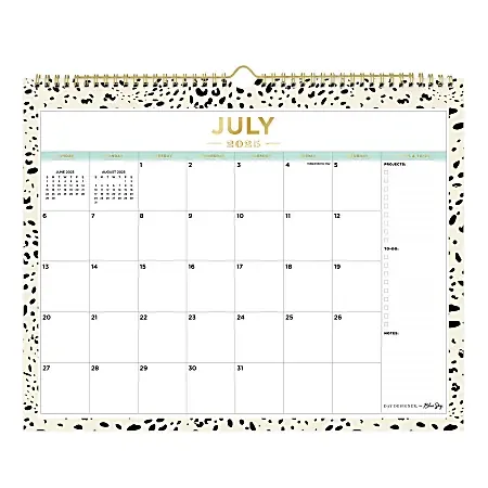 2025-2026 Day Designer Monthly Wall Calendar, 15″ x 12″, Snow Leopard, July 2025 To June 2026, 151634