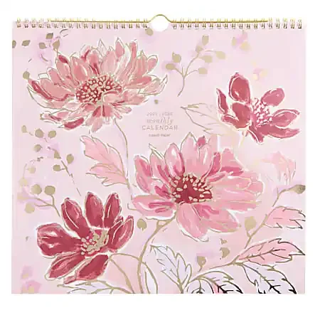 2025-2026 Russell & Hazel Monthly Hanging Wall Calendar, 13-1/4” x 12-1/4”, Blush Floral, July 2025 To June 2026, 103337