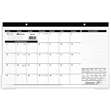 2025 AT-A-GLANCE® Monthly Desk Pad Calendar, 17-3/4″ x 11″, Traditional, January 2025 To December 2025, SK1400