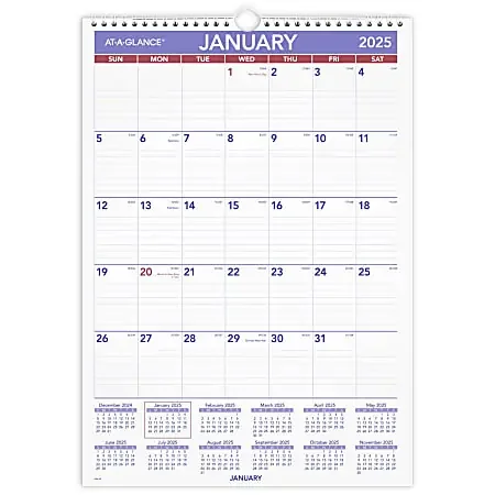 2025 AT-A-GLANCE® Monthly Wall Calendar, 12″ x 17″, January To December, PM228