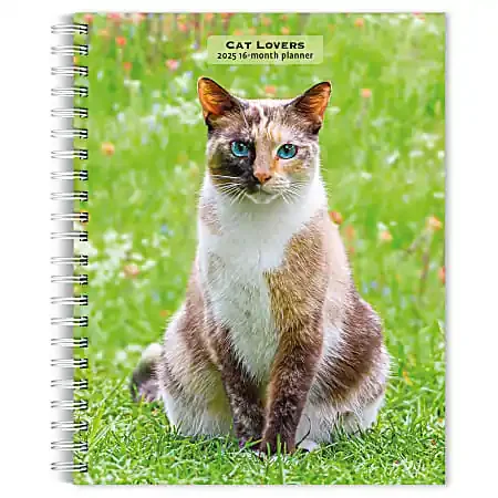 2025 BrownTrout Cat Lovers Weekly Spiral-Bound Wire-O Engagement Planner Calendar, 6″ x 7 3/4″, Cats, September 2024 to December 2025, 9781975473204