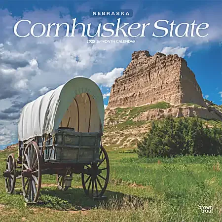 2025 BrownTrout Cornhusker State Nebraska Places Monthly Square Wall Calendar, 12″ x 12″, American States, Jan to Dec 2025, 9781975485818