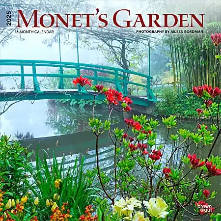 2025 BrownTrout Monet‘s Garden Monthly Plastic-Free Square Wall Calendar, 12″ x 12″, Home and Garden, January to December 2025, 9781975477431