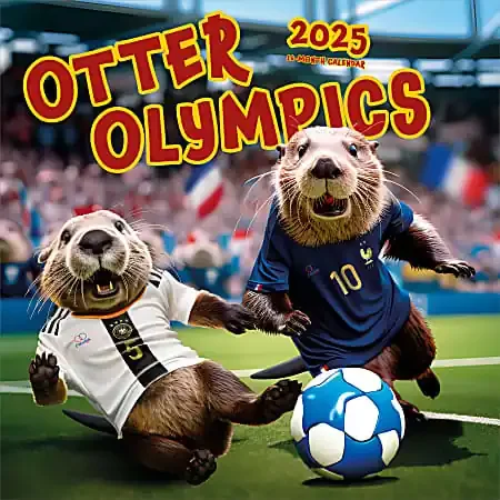 2025 BrownTrout Otter Olympics Monthly Plastic-Free Square Wall Calendar, 12″ x 12″, Fun and Humor, January to December 2025, 9781975482961