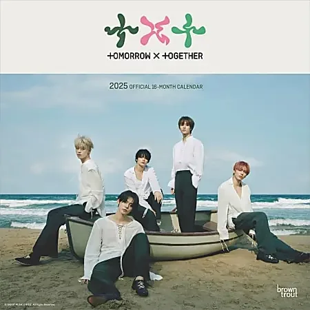 2025 BrownTrout TXT OFFICIAL Monthly Plastic-Free Square Wall Calendar, 12″ x 12″, Entertainment, January to December 2025, 9781975483173