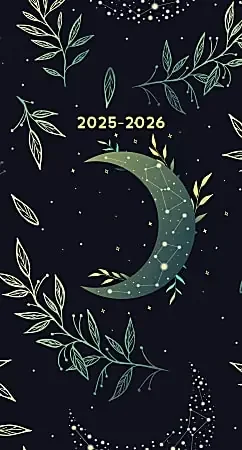 2025 Willow Creek Press 2-Year Monthly Checkbook/Calendar, 3-1/2” x 6-1/2, Moonlight Mystique, January 2025 To December 2026, 47040