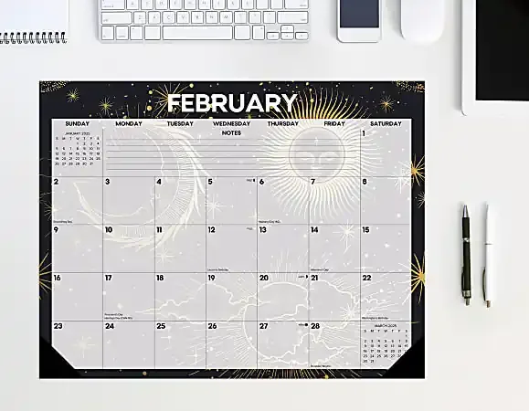 2025 Willow Creek Press Monthly Desk Pad Calendar, 22” x 17”, Celestial, January 2025 To December 2025, 47903