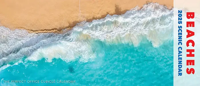 2025 Willow Creek Press Panoramic Monthly Wall Calendar, Scenic, 15” x 6-1/2”, Beaches, January To December, 48283