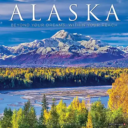 2025 Willow Creek Press Scenic Monthly Wall Calendar, 12″ x 12″, Alaska, January To December, 41277