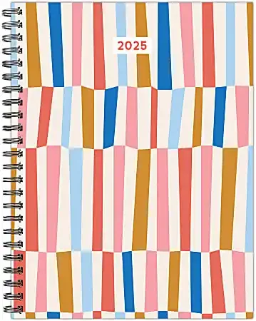 2025 Willow Creek Press Softcover Weekly/Monthly Planner, 6-1/2” x 8-1/2”, Modern Stripe, January To December, 48573