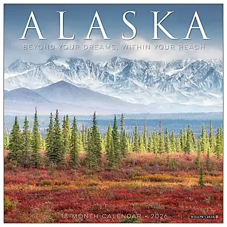 2026 Willow Creek Press Art & Design Monthly Wall Calendar, 12″ x 12″, Alaska, January To December, 55311