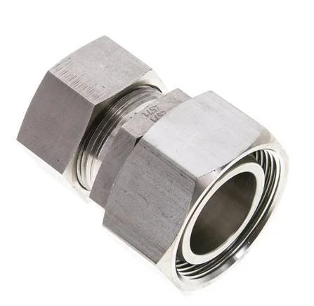 28L & 35L Stainless Steel Straight Cutting Fitting with Swivel 160 bar FKM O-ring Sealing Cone ISO 8434-1