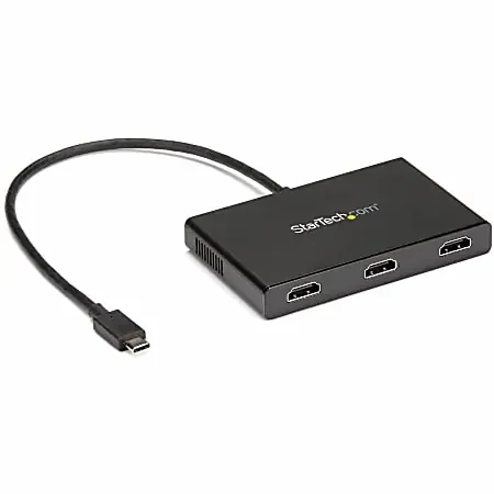 3-Port USB-C Multi-Monitor Adapter, Type-C to 3x HDMI MST Hub, Triple 1080p HDMI Laptop Display Extender / Splitter, Windows