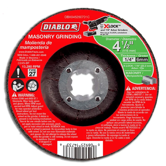 4-1/2 in. Type 27 Masonry Grinding Disc for X-Lock & All Grinders DBX045250701C