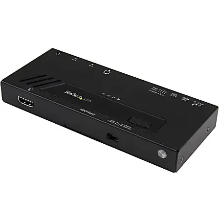 4-Port HDMI Automatic Video Switch – 4K 2×1 HDMI Switch with Fast Switching, Auto-Sensing and Serial Control
