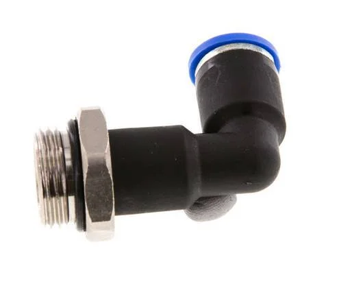 8mm x G3/8” 90deg Elbow Push-in Fitting with Male Threads Brass/PA 66 NBR Long Body Rotatable [2 Pieces]