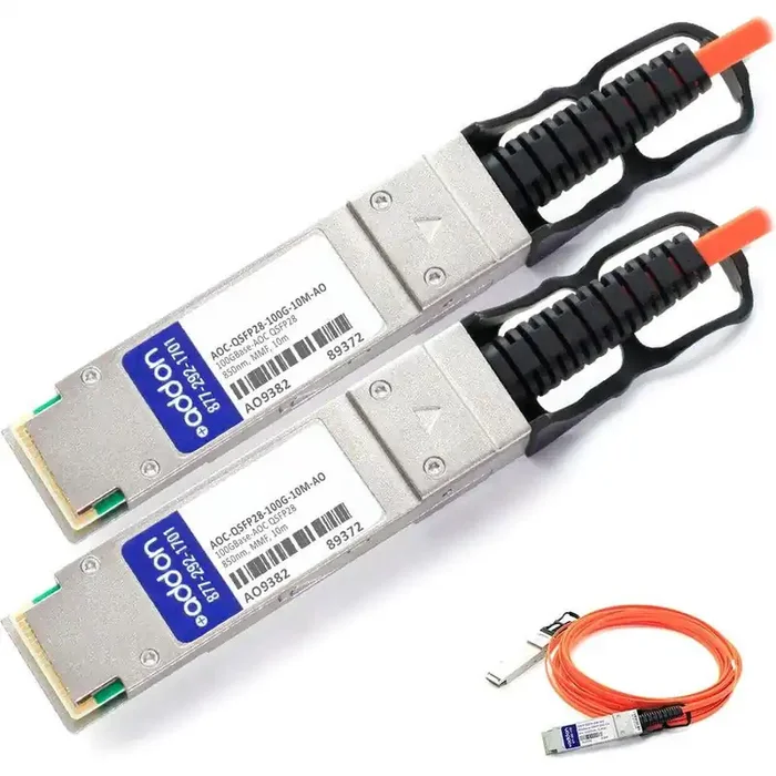 AddOn Dell AOC-QSFP28-100G-10M Compatible TAA Compliant 100GBase-AOC QSFP28 to QSFP28 Direct Attach Cable (850nm, MMF, 10m) AOC-QSFP28100G10M-AO