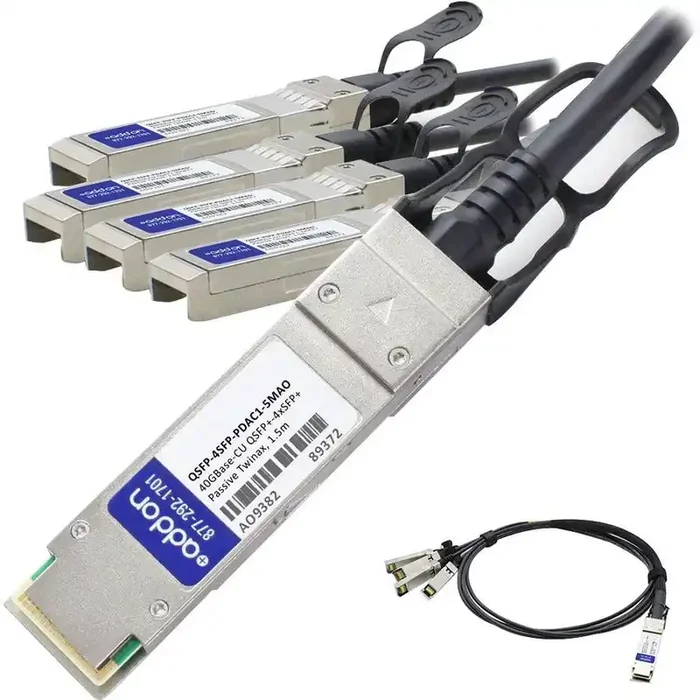 AddOn MSA and TAA Compliant 40GBase-CU QSFP+ to 4xSFP+ Direct Attach Cable (Passive Twinax, 1.5m) QSFP-4SFPPDAC1-5M-AO