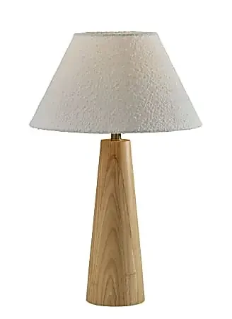 Adesso Brayden Tapered Table Lamp, 27”H, Off-White Shade/Natural Base