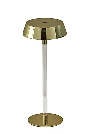 Adesso Orla LED Cordless Table Lamp, Shiny Gold/Clear Acrylic