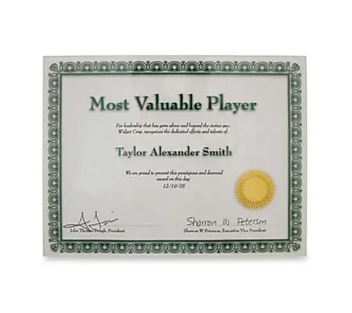 Advantus Panel Wall Acrylic Certificate Holder – Holds 11″ x 8.50″ Insert – Horizontal, Vertical – Hook – 1 Each – Acrylic – Clear