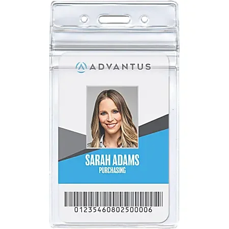 Advantus Vertical Re-sealable Badge Holders, 2 5/8″ x 3 3/4″, Clear, Pack Of 50