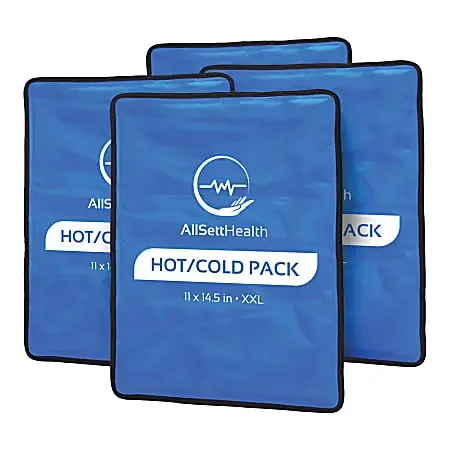 AllSett Health® Reusable Hot And Cold Gel Packs For Injuries, 14-1/2” x 11”, Blue, Pack Of 4 Gel Packs
