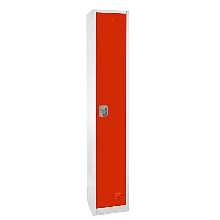 Alpine AdirOffice 1-Tier Steel Locker, 72″H x 12″W x 12″D, Red