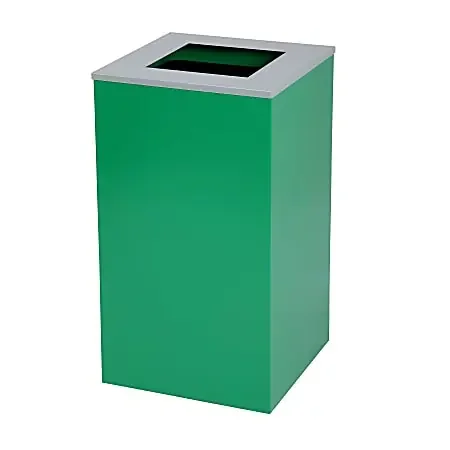 Alpine Industries Stainless-Steel Trash Can With Square Opening Lid, 29 Gallons, 30”H x 16-15/16”W x 16-15/16”D, Green