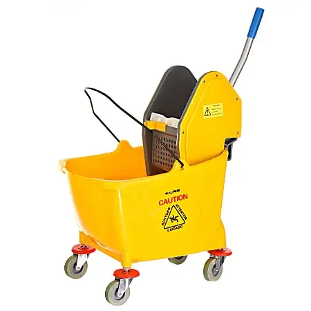 Alpine Mop Bucket With Down-Press Wringer, 36 Qt, 35″H x 15″W x 25″D, Yellow