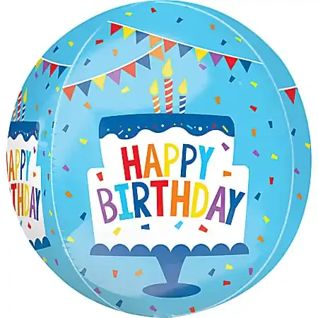 Amscan Birthday Foil Balloon, Circle, 16″, Orbz Tiered Cake