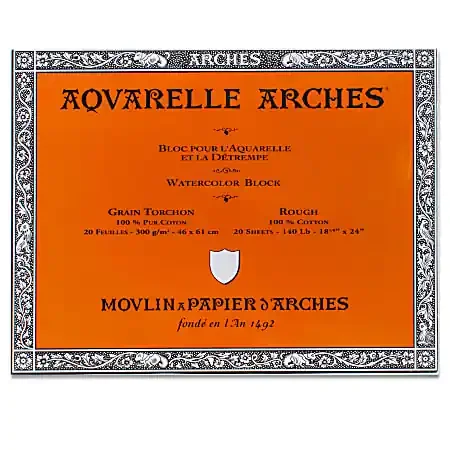 Arches® Aquarelle Watercolor Block, 140 Lb, Rough Press, 18″ x 24″