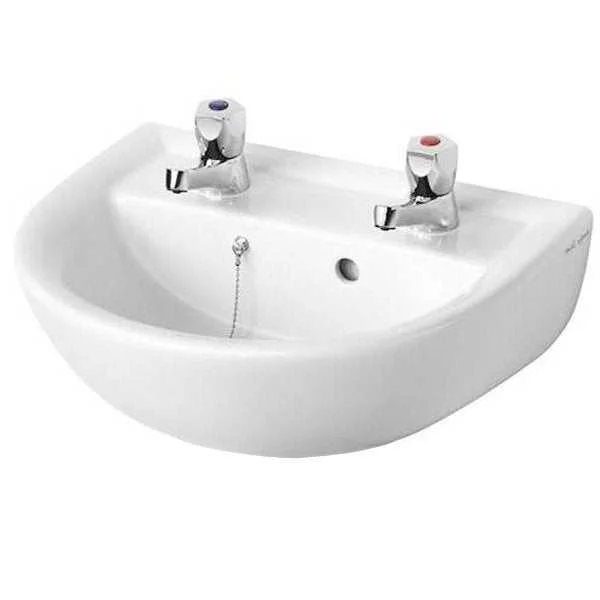 Armitage Shanks 450mm Wide 2 Tap Hole Sandringham 21 Wall Hung Basin –