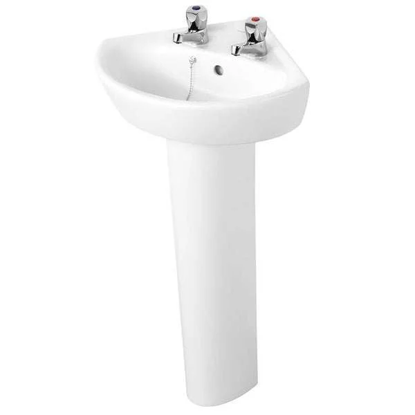 Armitage Shanks 480mm Wide 2 Tap Hole Sandringham 21 Corner Basin & Pe