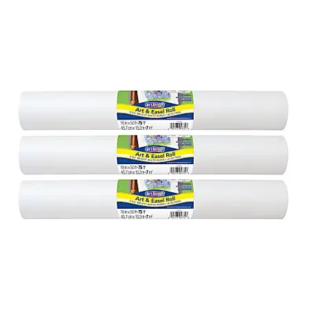 Art Street Art & Easel Roll, White, 18″ X 50‘, Pack Of 3 Rolls