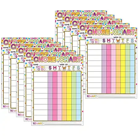 Ashley Productions Smart Poly PosterMat Pals Space Savers, 13″ x 9-1/2″, Chores Confetti Style, Pack Of 10 Pieces